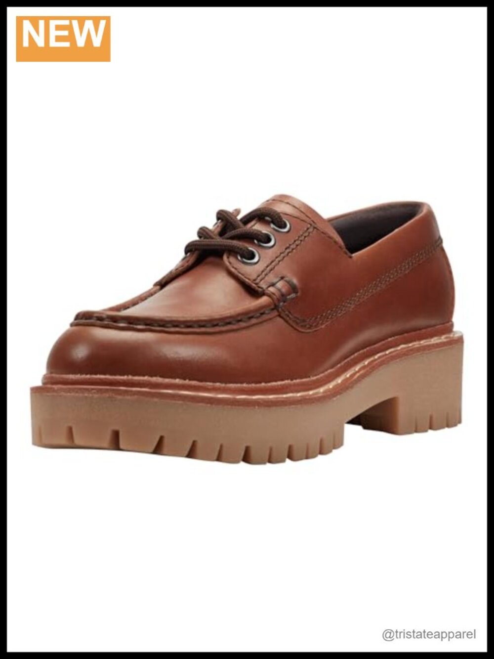 Lace-Up Leather Loafers Round Toe Block Heel Casual Party Fall